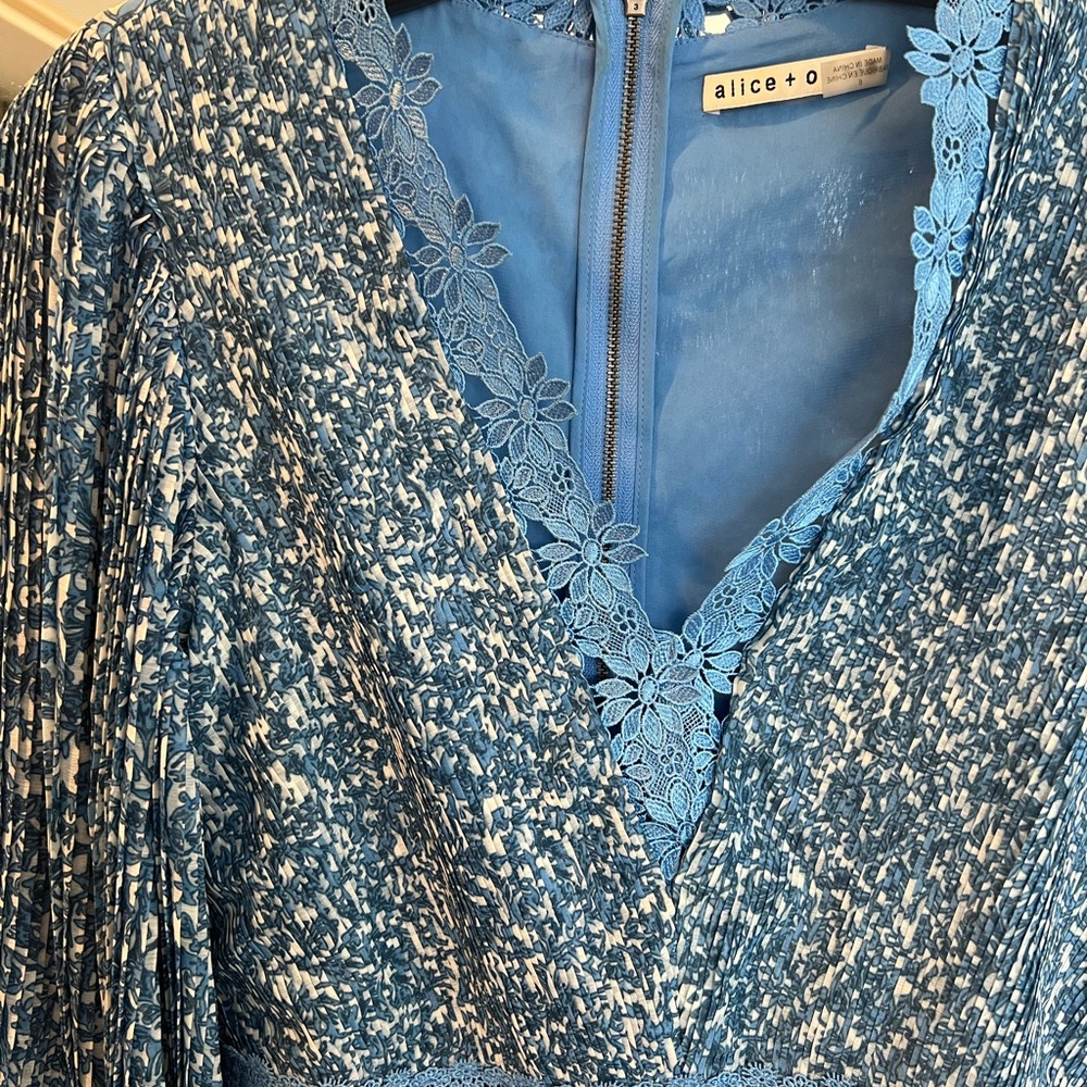 Alice + Olivia Blue Floral Mini Dress - Picture 3 of 6
